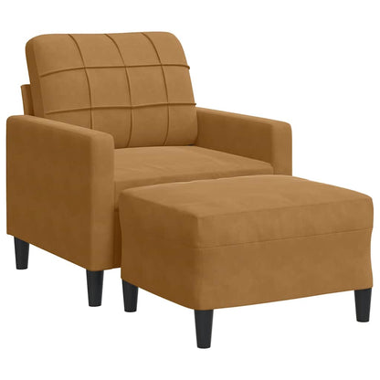 Poltrona con Poggiapiedi Marrone 60 cm in Velluto | homemem39