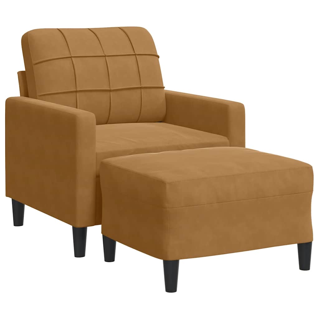 Poltrona con Poggiapiedi Marrone 60 cm in Velluto