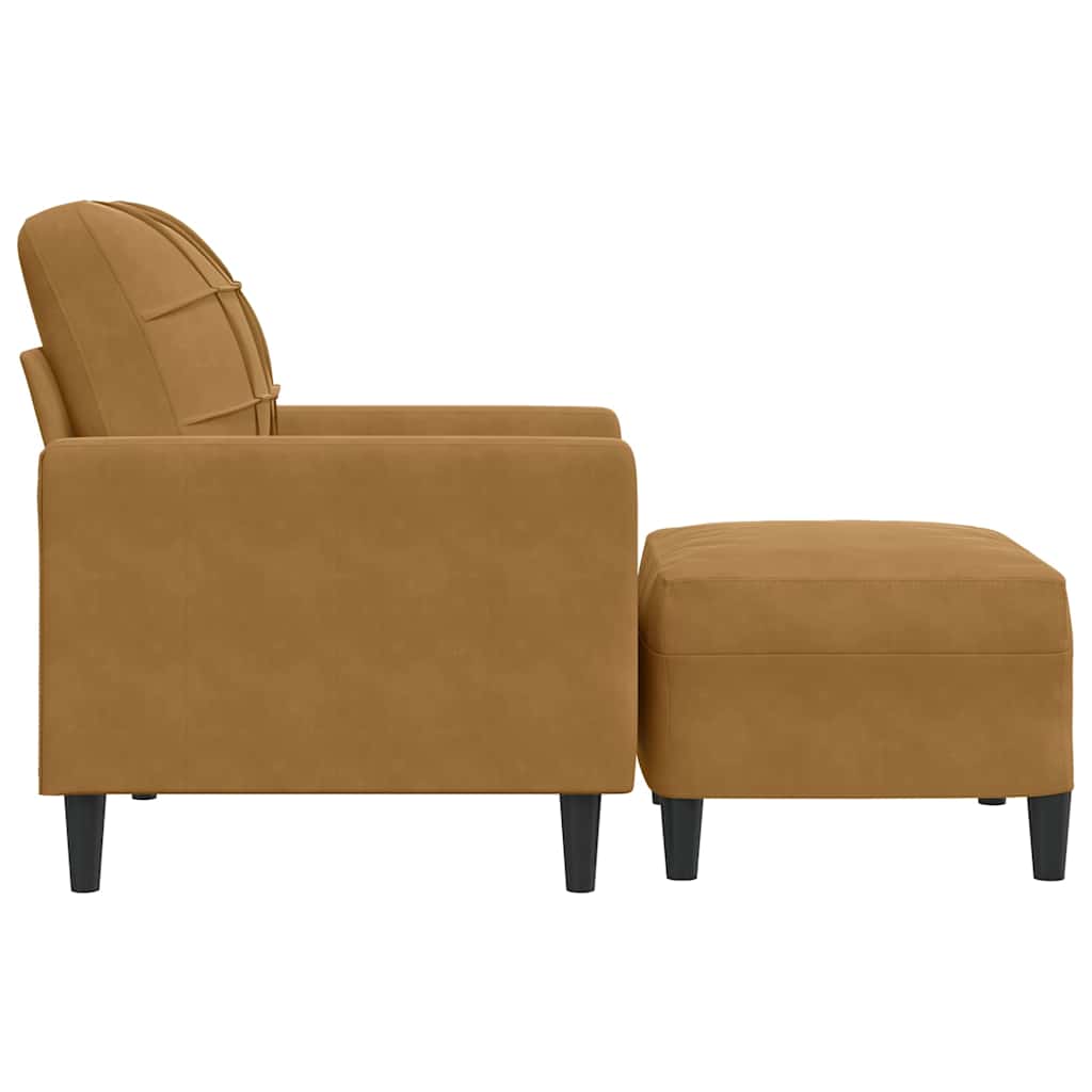 Poltrona con Poggiapiedi Marrone 60 cm in Velluto