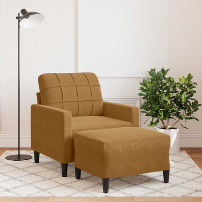 Poltrona con Poggiapiedi Marrone 60 cm in Velluto | homemem39