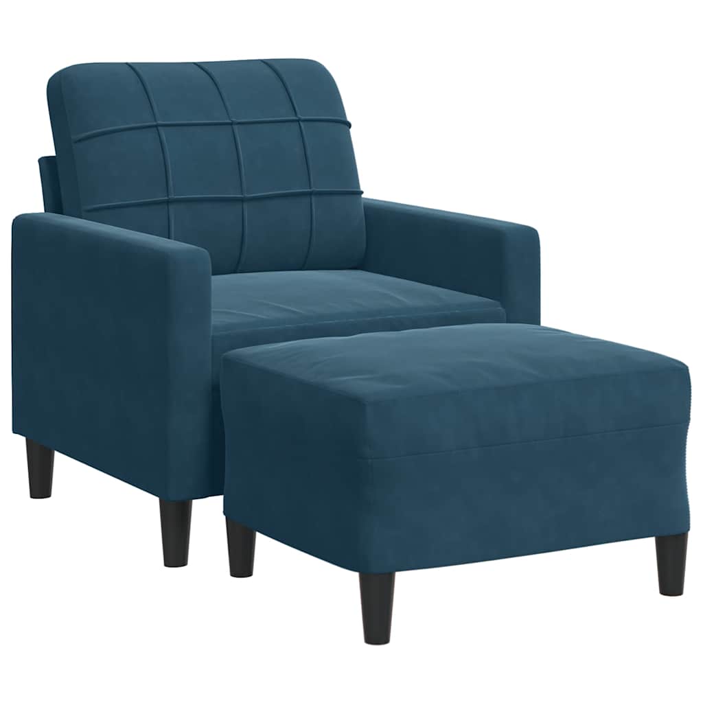 Poltrona con Poggiapiedi Blu 60 cm in Velluto