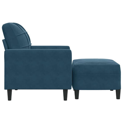 Poltrona con Poggiapiedi Blu 60 cm in Velluto