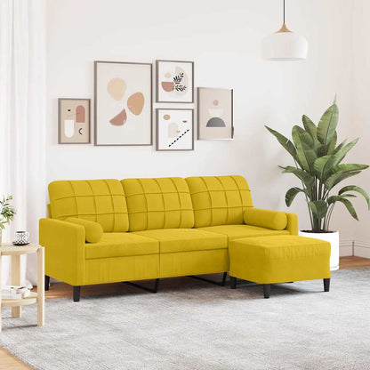 Divano a 3 Posti con Poggiapiedi Giallo 180cm in Velluto | homemem39