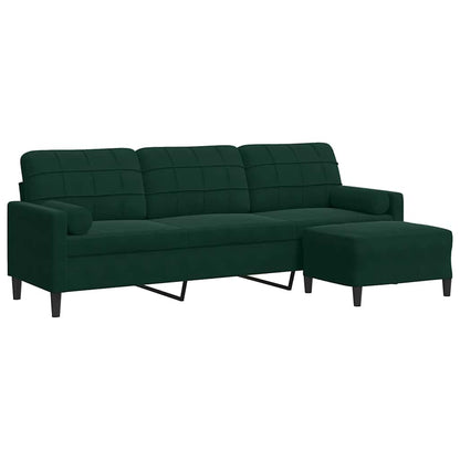 Divano a 3 Posti con Poggiapiedi Verde scuro 210cm in Velluto | homemem39