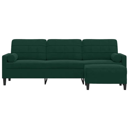 Divano a 3 Posti con Poggiapiedi Verde scuro 210cm in Velluto | homemem39