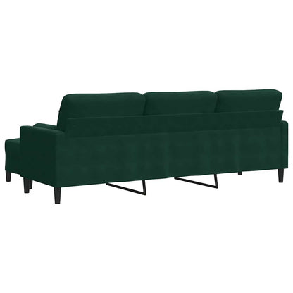 Divano a 3 Posti con Poggiapiedi Verde scuro 210cm in Velluto | homemem39