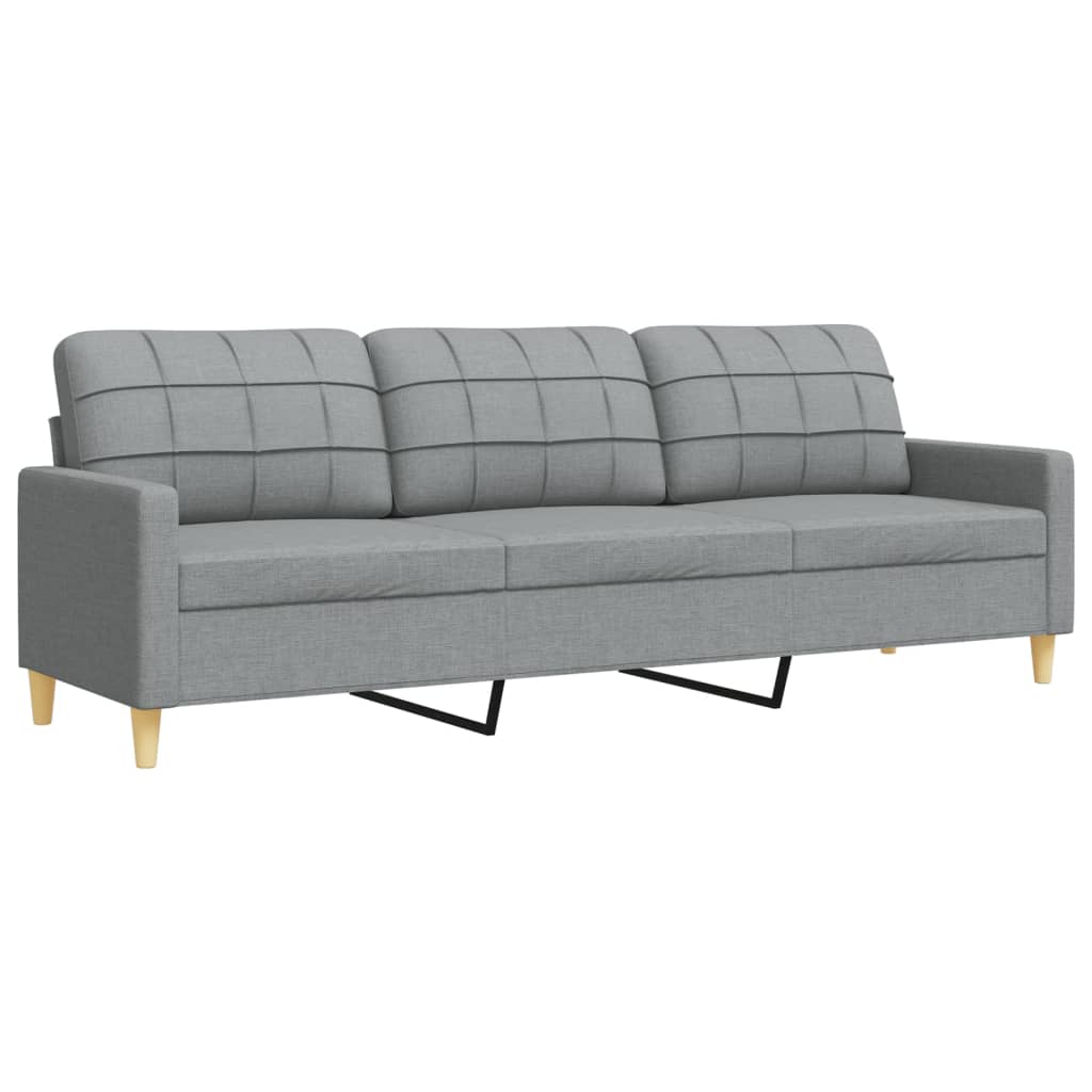 Set di Divani 4 pz con Poggiapiedi Grigio Chiaro in Tessuto | homemem39