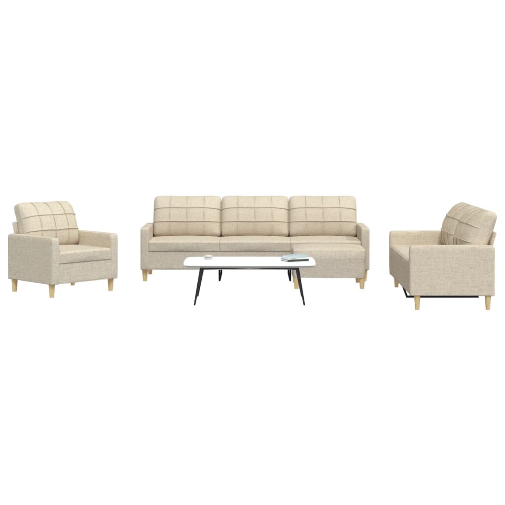 Set di Divani 4 pz con Poggiapiedi Crema in Tessuto - homemem39