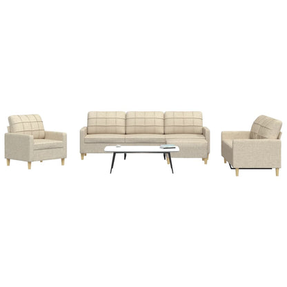 Set di Divani 4 pz con Poggiapiedi Crema in Tessuto - homemem39
