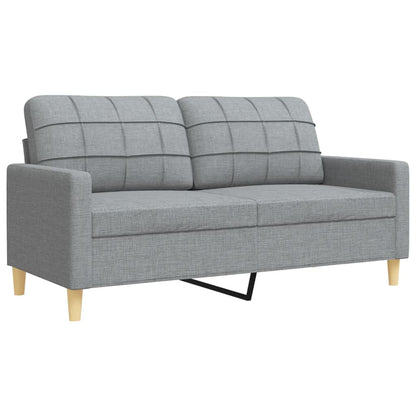 Set Divani 4 pz con Poggiapiedi e Cuscini Grigio Chiaro Tessuto | homemem39