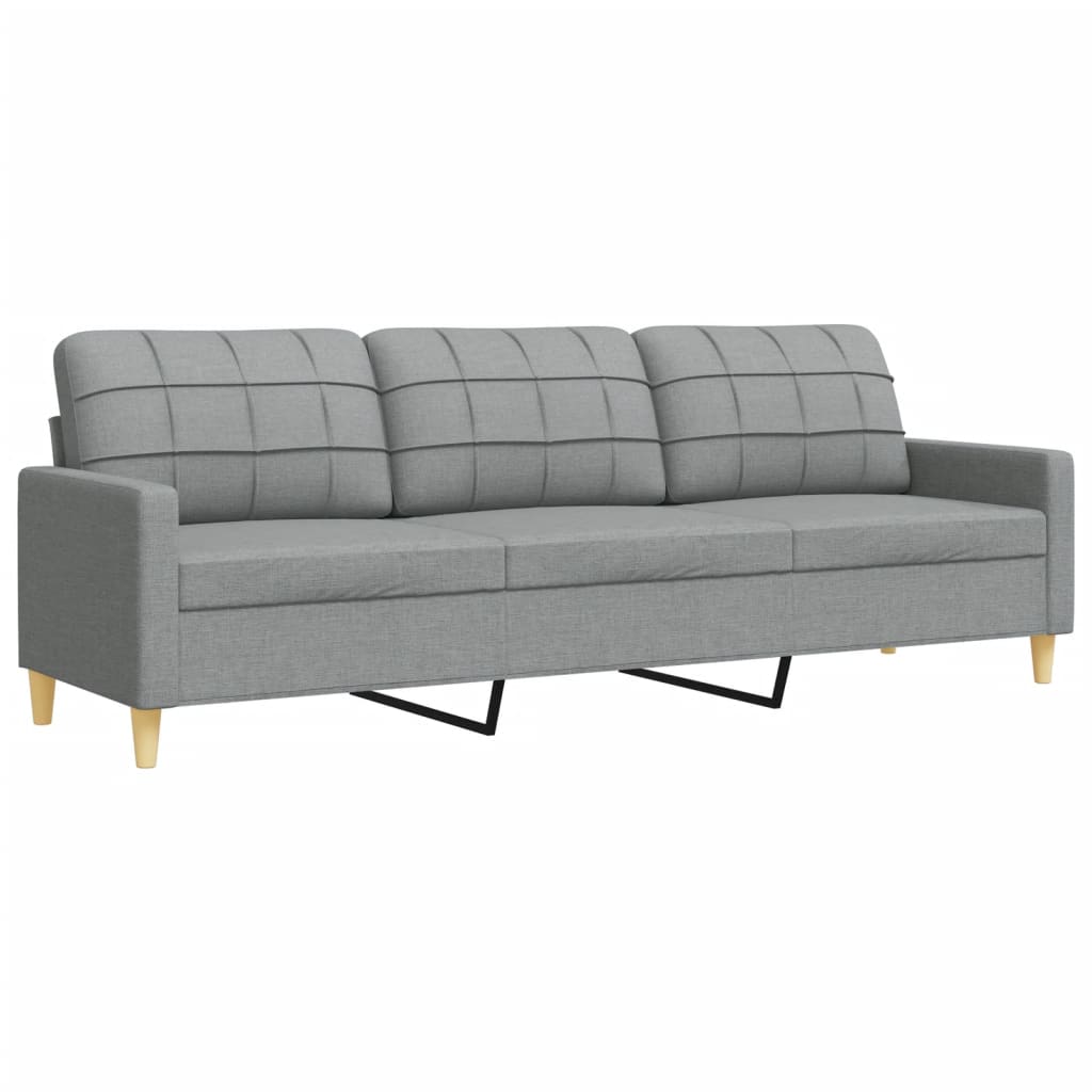 Set Divani 4 pz con Poggiapiedi e Cuscini Grigio Chiaro Tessuto | homemem39