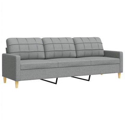Set Divani 4 pz con Poggiapiedi e Cuscini Grigio Chiaro Tessuto | homemem39