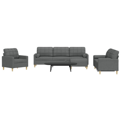 Set Divani 4 pz con Poggiapiedi e Cuscini Grigio Scuro Tessuto | homemem39