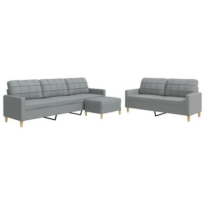 Set di Divani 3 pz con Poggiapiedi Grigio Chiaro in Tessuto | homemem39