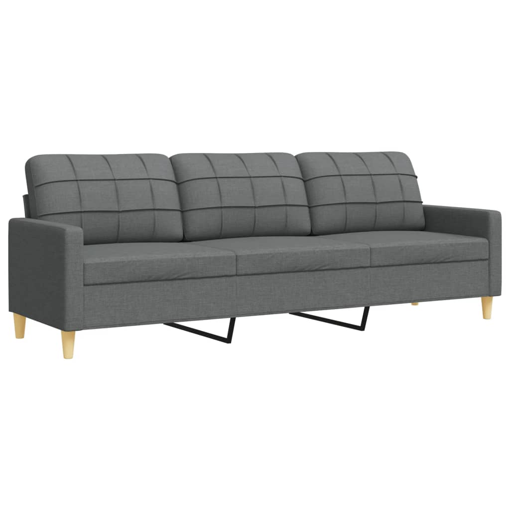 Set di Divani 3 pz con Poggiapiedi Grigio Scuro in Tessuto | homemem39