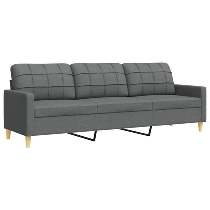 Set di Divani 3 pz con Poggiapiedi Grigio Scuro in Tessuto | homemem39
