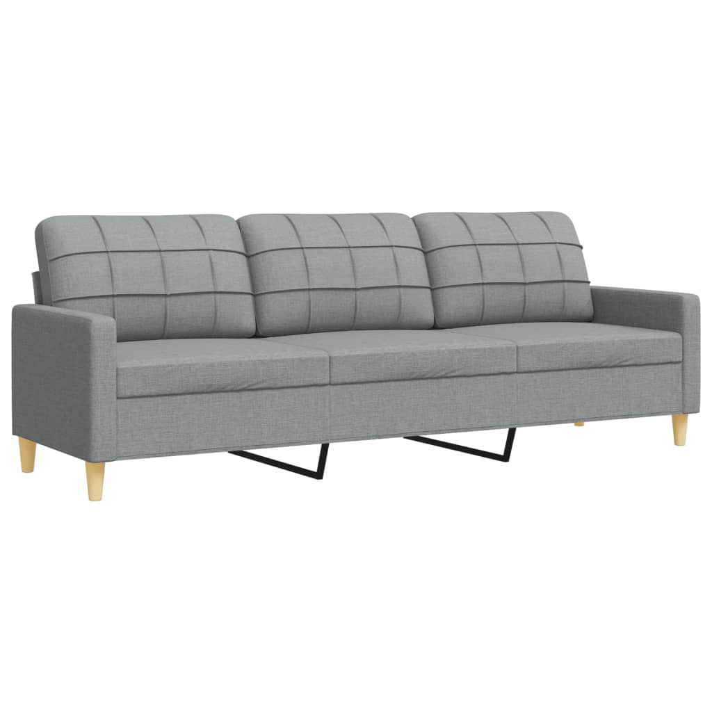 Set Divani 3 pz con Poggiapiedi e Cuscini Grigio Chiaro Tessuto | homemem39