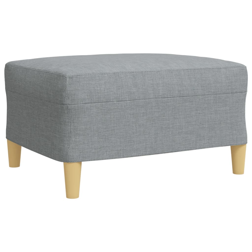 Set Divani 3 pz con Poggiapiedi e Cuscini Grigio Chiaro Tessuto | homemem39