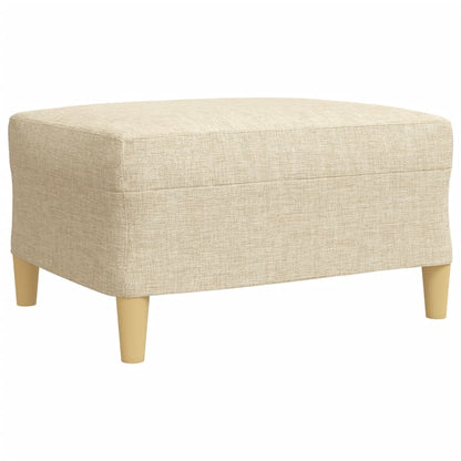 Set Divani 3 pz con Poggiapiedi e Cuscini Crema Tessuto