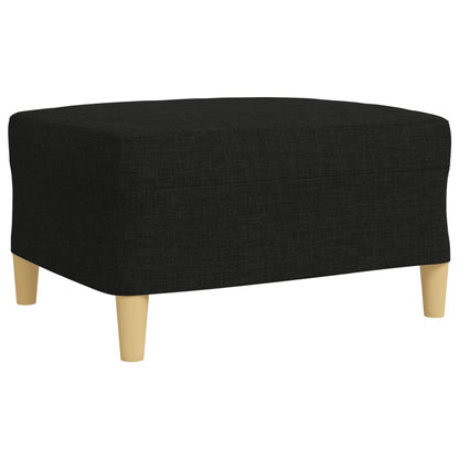 Set Divani 3 pz con Poggiapiedi e Cuscini Nero in Tessuto | homemem39