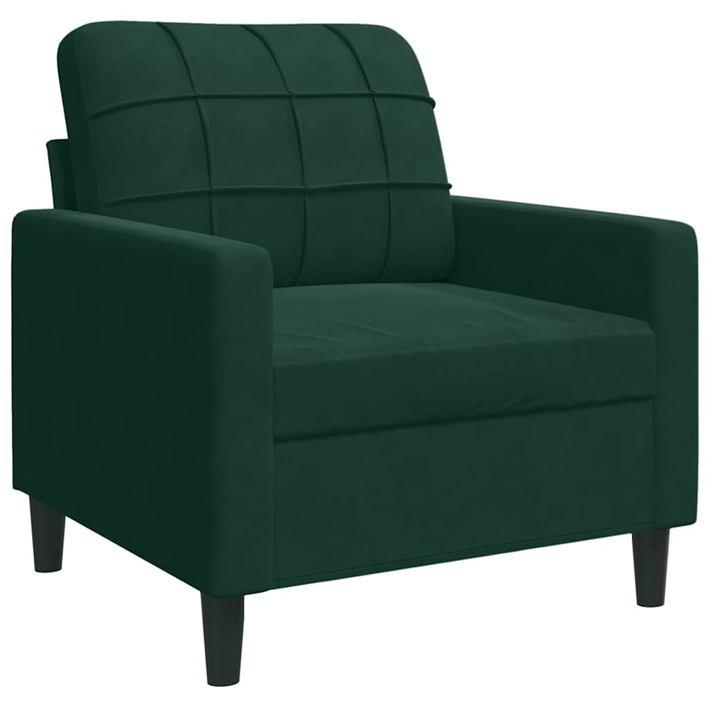 Set di Divani 3 pz con Cuscini Verde scuro in Velluto