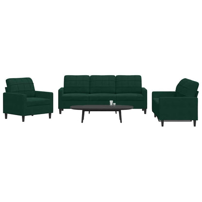 Set di Divani 3 pz con Cuscini Verde scuro in Velluto | homemem39