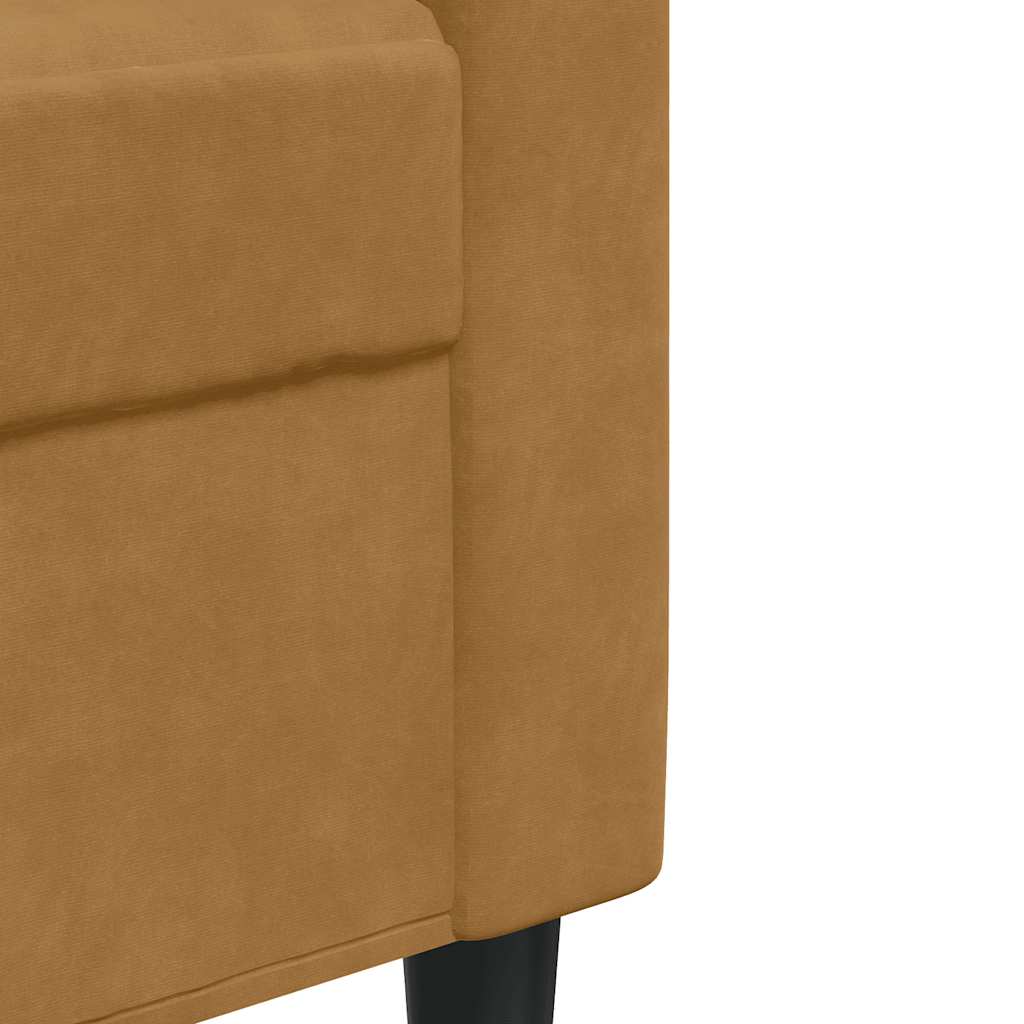 Set di Divani 3 pz con Cuscini Marrone in Velluto