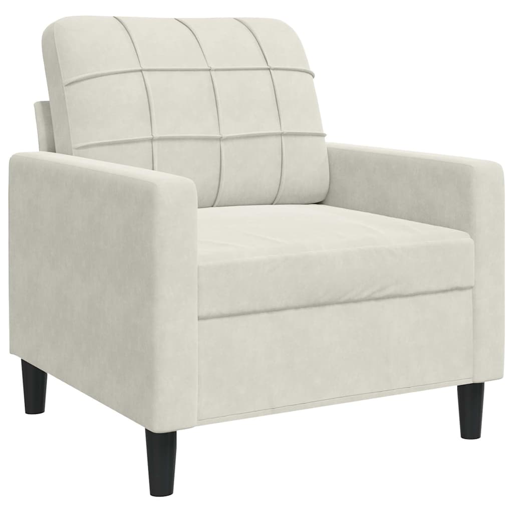 Set di Divani 3 pz con Cuscini Crema in Velluto