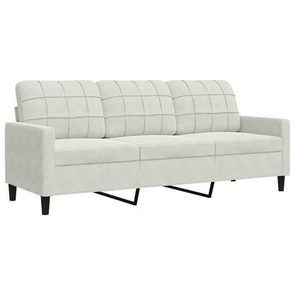 Set di Divani 3 pz con Cuscini Crema in Velluto