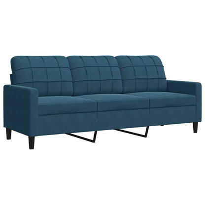 Set di Divani 3 pz con Cuscini Blu in Velluto