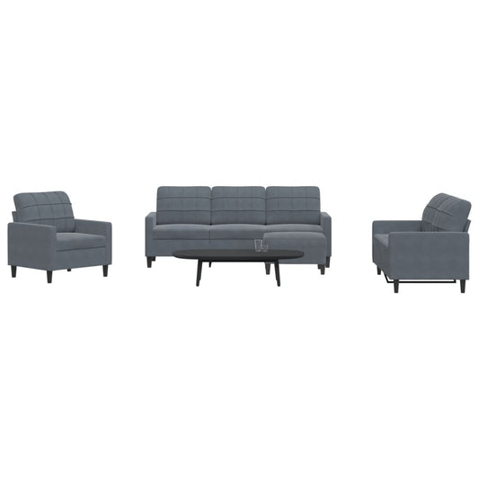 Set di Divani 4 pz con Cuscini Grigio Scuro in Velluto | homemem39