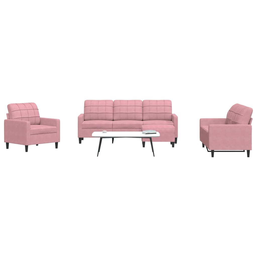 Set di Divani 4 pz con Cuscini rosa in Velluto | homemem39