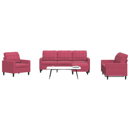 Set di Divani 4 pz con Cuscini Rosso Vino in Velluto | homemem39