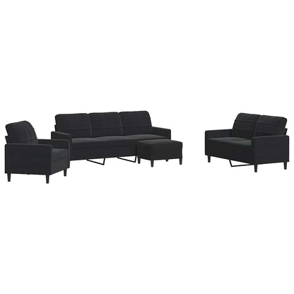 Set di Divani 4 pz con Cuscini Nero in Velluto | homemem39