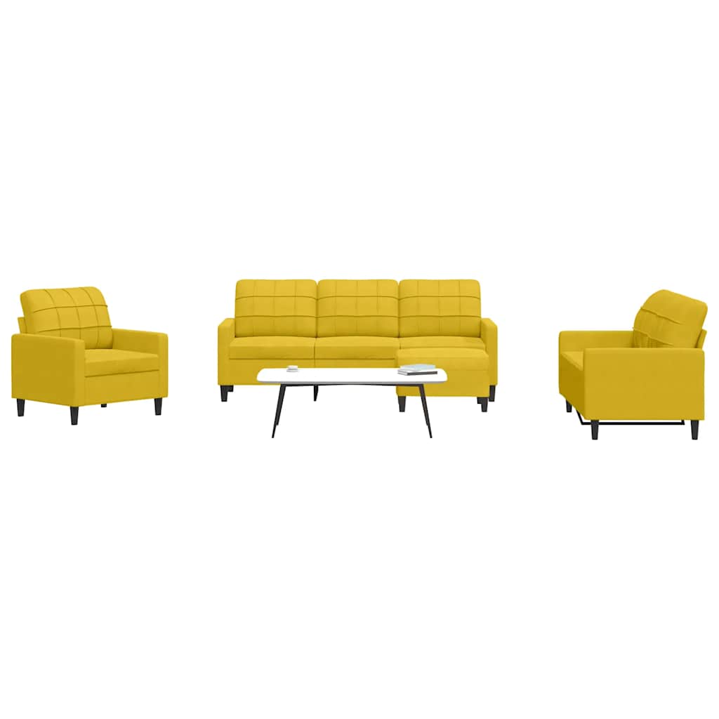 Set di Divani 4 pz con Cuscini giallo in Velluto | homemem39