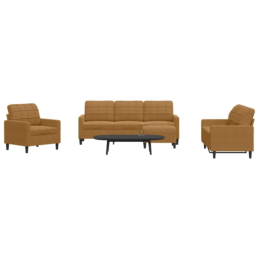 Set di Divani 4 pz con Cuscini Marrone in Velluto | homemem39
