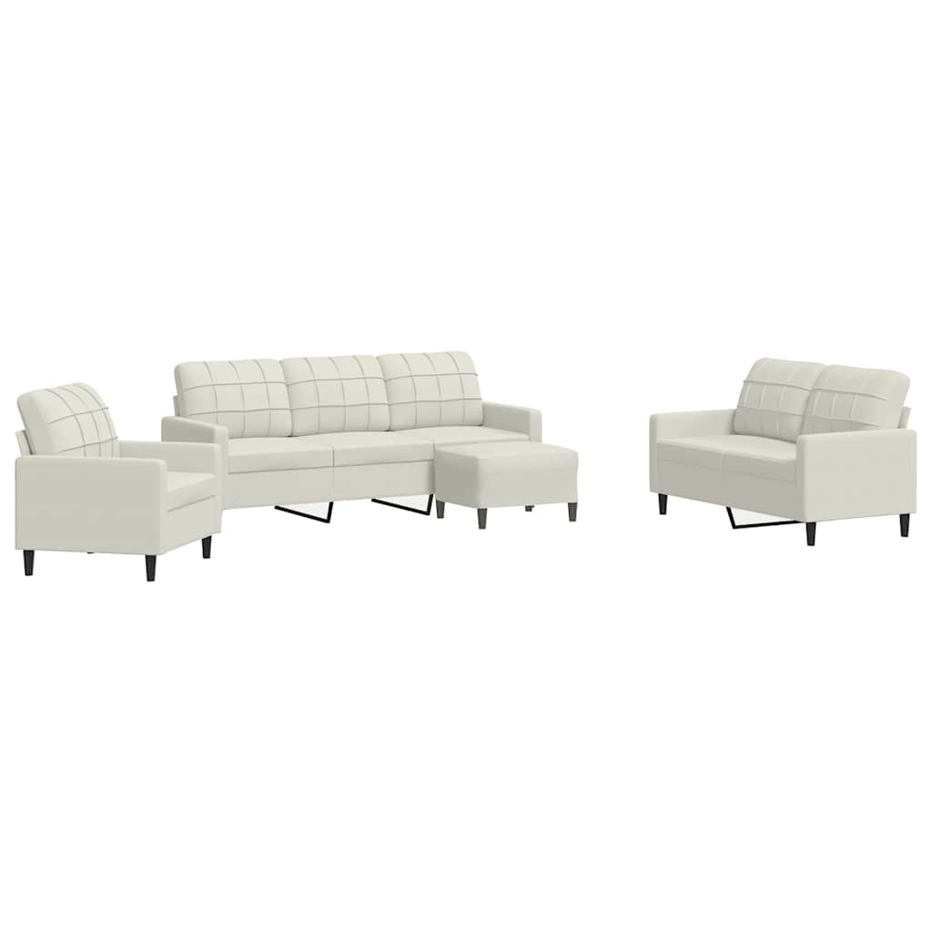 Set di Divani 4 pz con Cuscini Crema in Velluto | homemem39