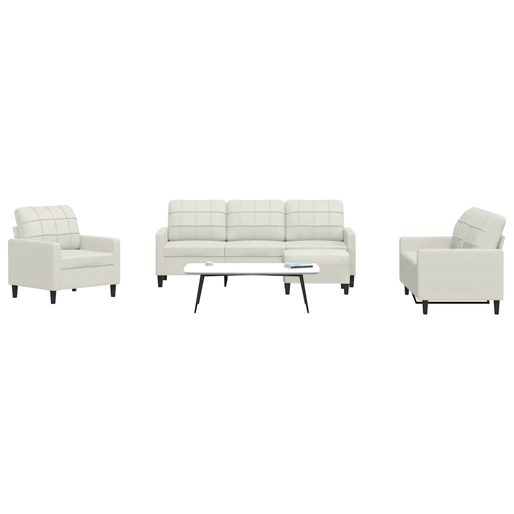 Set di Divani 4 pz con Cuscini Crema in Velluto | homemem39