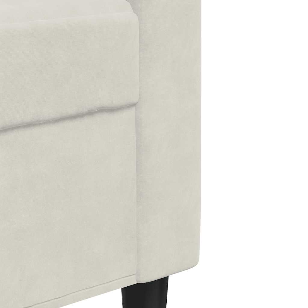 Set di Divani 3 pz con Cuscini e Rinforzi Crema in Velluto | homemem39