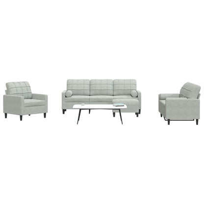 Set di Divani 4 pz con Cuscini e Rinforzi Grigio Chiaro Velluto | homemem39