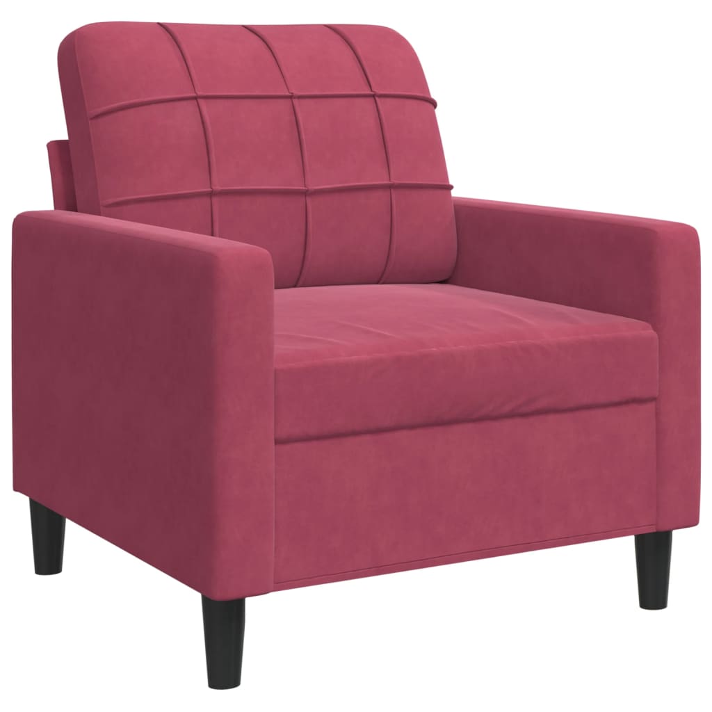 Set di Divani 4 pz con Cuscini e Rinforzi Rosso Vino in Velluto | homemem39