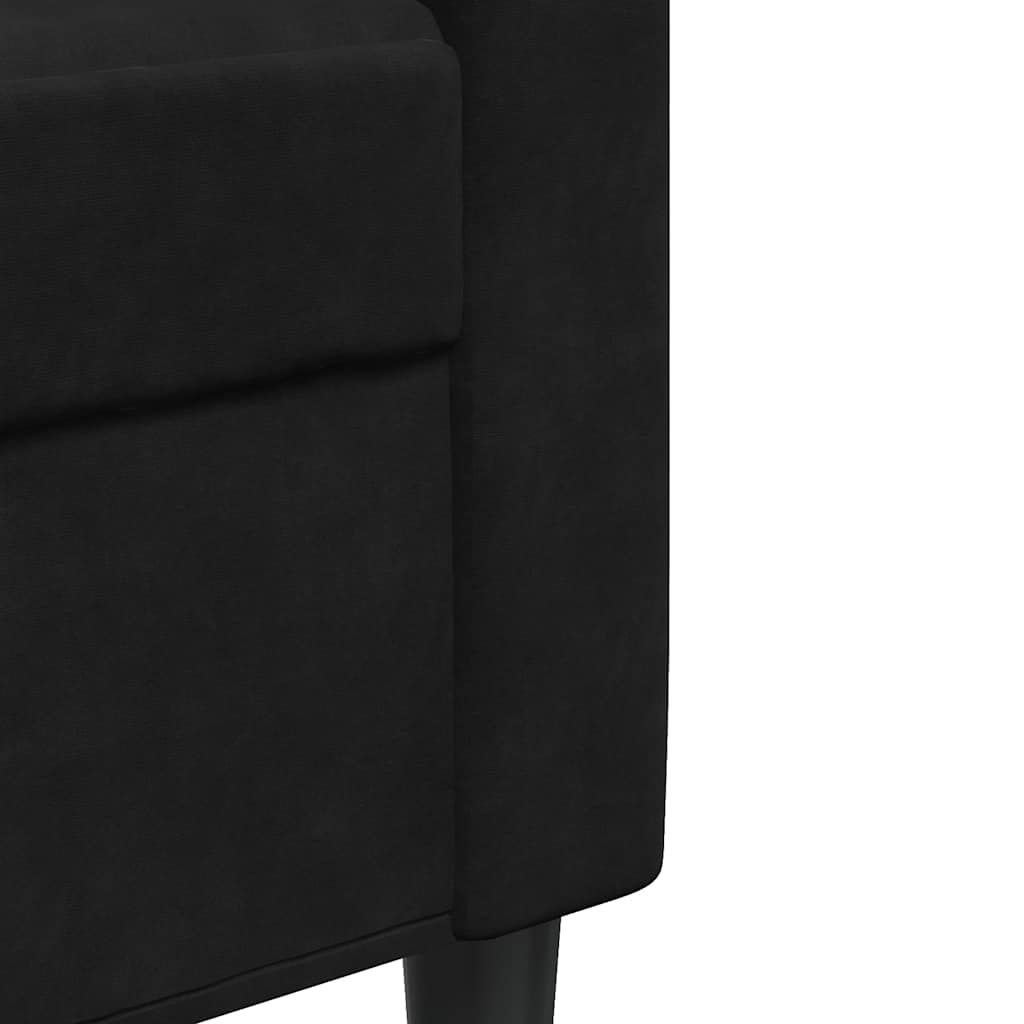 Set di Divani 4 pz con Cuscini e Rinforzi Nero in Velluto | homemem39