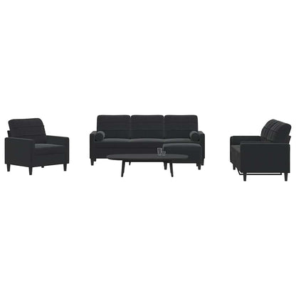 Set di Divani 4 pz con Cuscini e Rinforzi Nero in Velluto | homemem39