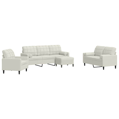 Set di Divani 4 pz con Cuscini e Rinforzi Crema in Velluto | homemem39