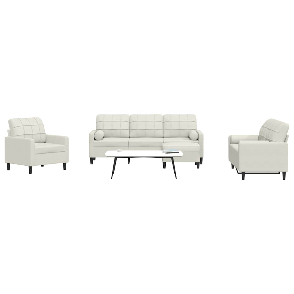 Set di Divani 4 pz con Cuscini e Rinforzi Crema in Velluto | homemem39