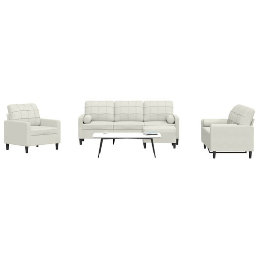 Set di Divani 4 pz con Cuscini e Rinforzi Crema in Velluto | homemem39