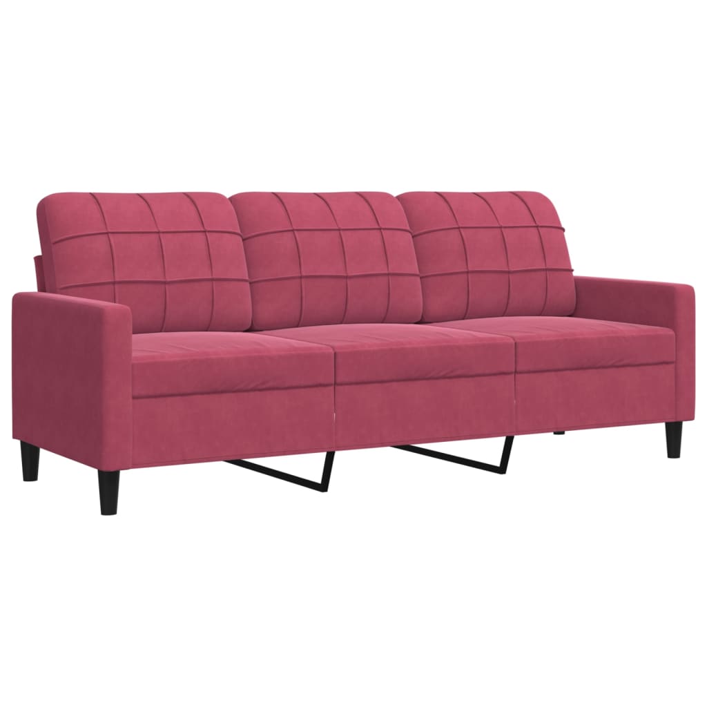 Set di Divani 2 pz con Cuscini Rosso Vino in Velluto | homemem39