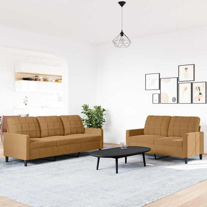Set di Divani 2 pz con Cuscini Marrone in Velluto