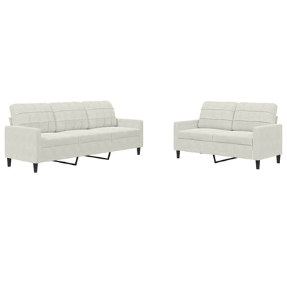 Set di Divani 2 pz con Cuscini Crema in Velluto