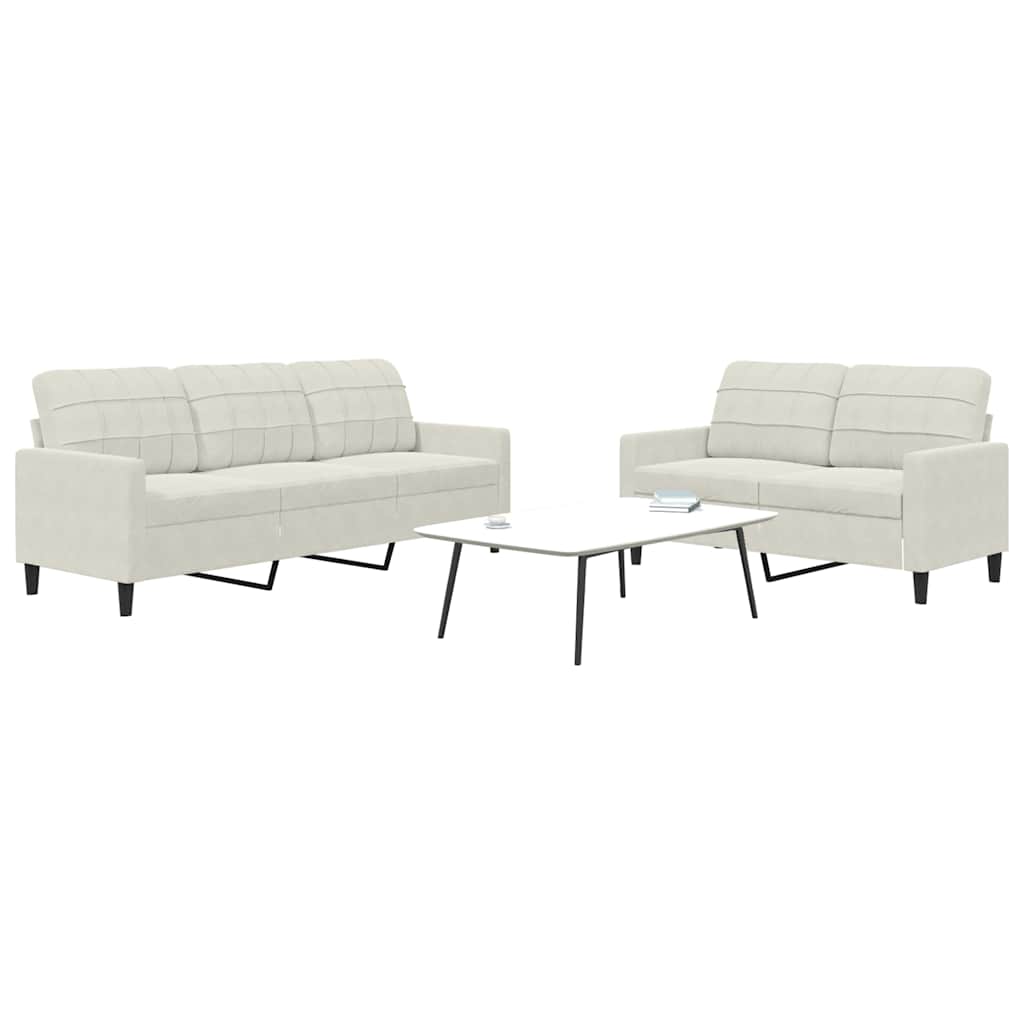 Set di Divani 2 pz con Cuscini Crema in Velluto | homemem39